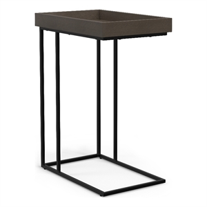 Pemberly Row Solid Wood 12&quot Industrial C Side Table in Walnut Brown