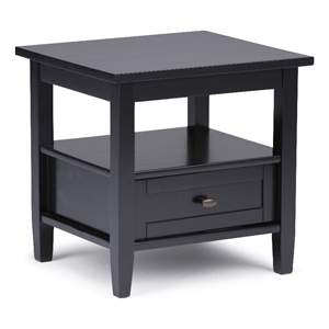 Pemberly Row Wood 20&quot Rectangle Transitional End Side Table in Black