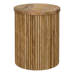 Pemberly Row 18&quot Solid Mango Industrial Accent Table in Natural