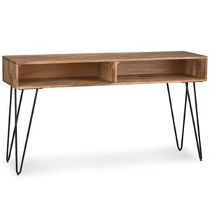 Pemberly Row Solid Mango Wood 55&quot Industrial Console Sofa Table in Natural
