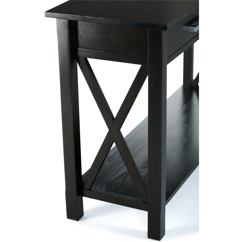 Pemberly Row Solid Wood Console Table with 2 Drawers in Hickory Brown