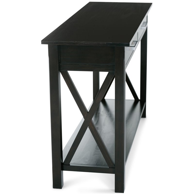 Pemberly Row Solid Wood Console Table with 2 Drawers in Hickory Brown