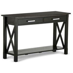 Pemberly Row Solid Wood Console Table with 2 Drawers in Hickory Brown