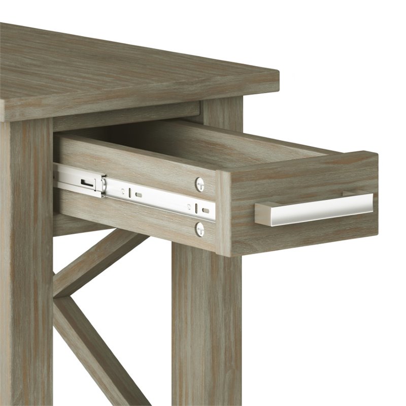 Pemberly Row Solid Wood 1 Drawer Narrow End Side Table in Gray