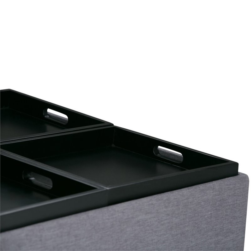 Pemberly Row Contemporary Coffee Table Storage Ottoman in Slate Gray