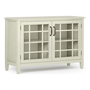 Pemberly Row 46&quot Wide Solid Wood Low Storage Cabinet in Antique White