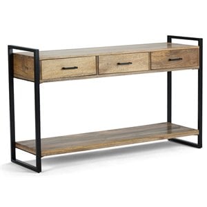 Pemberly Row 54.5&quot Metal and Wood Console Sofa Table in Natural