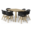 Pemberly Row Contemporary 7 Piece Outdoor Dining Set in Black