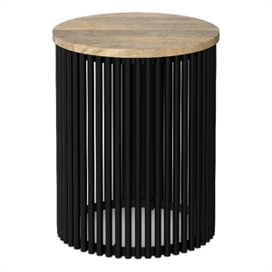 Pemberly Row 20&quot Solid Mango and Metal Tall Side Table in Natural and Black