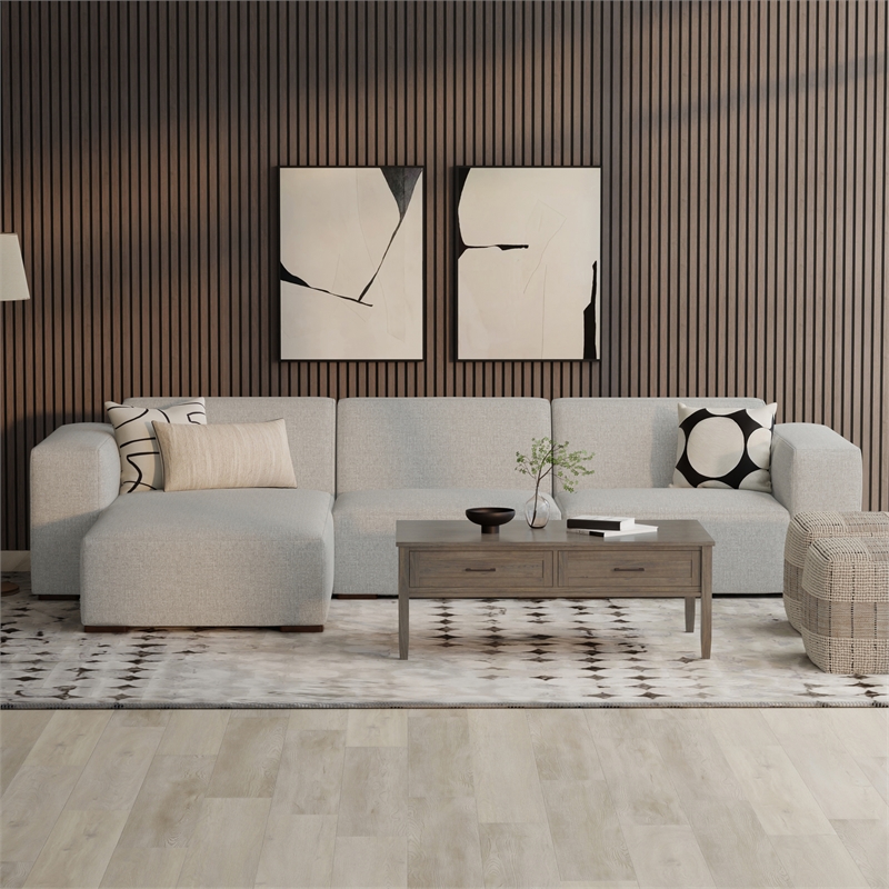 Pemberly Row Left-Facing Modular Sectional Sofa in Pale Gray