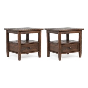 Pemberly Row 20&quot Wide End Table Set of 2 in Distressed Charcoal Brown