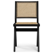 Pemberly Row Contemporary Rattan Dining Chair Set of 2 in Black