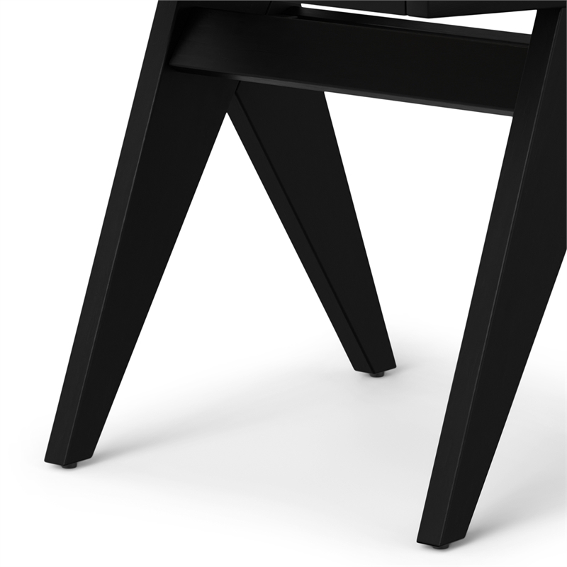 Pemberly Row Contemporary Rattan Dining Chair Set of 2 in Black