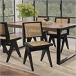 Pemberly Row Contemporary Rattan Dining Chair Set of 2 in Black