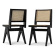 Pemberly Row Contemporary Rattan Dining Chair Set of 2 in Black