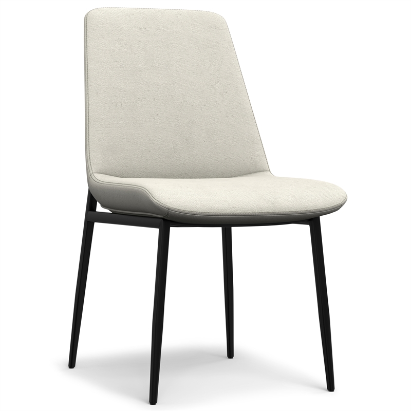 Pemberly Row Dining Chair Set of 2 in Natural Linen Look Fabric