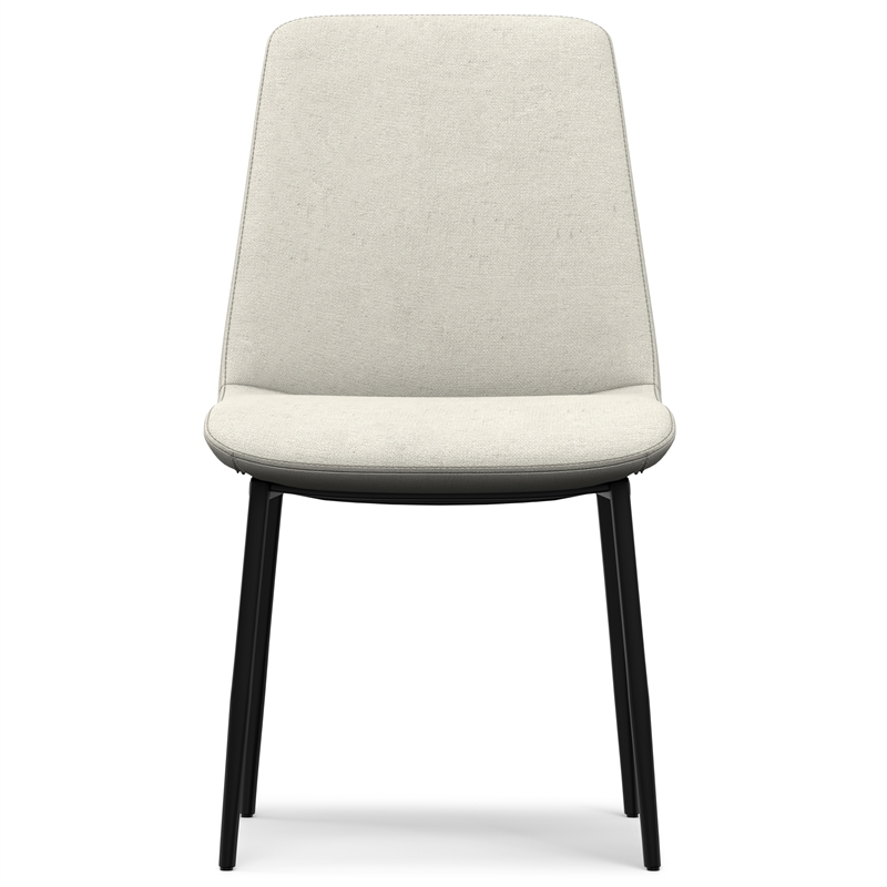 Pemberly Row Dining Chair Set of 2 in Natural Linen Look Fabric