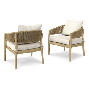 Pemberly Row 28&quot Wide Outdoor Conversation Chair Set of 2 in Natural