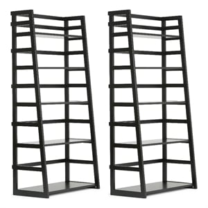 Pemberly Row 30&quot Wide 5 Shelf Ladder Bookcase Set of 2 in Black