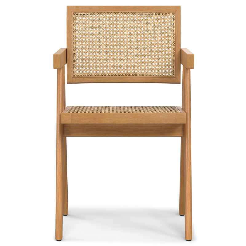 Pemberly Row Contemporary Dining Arm Chair Set of 2 in Natural