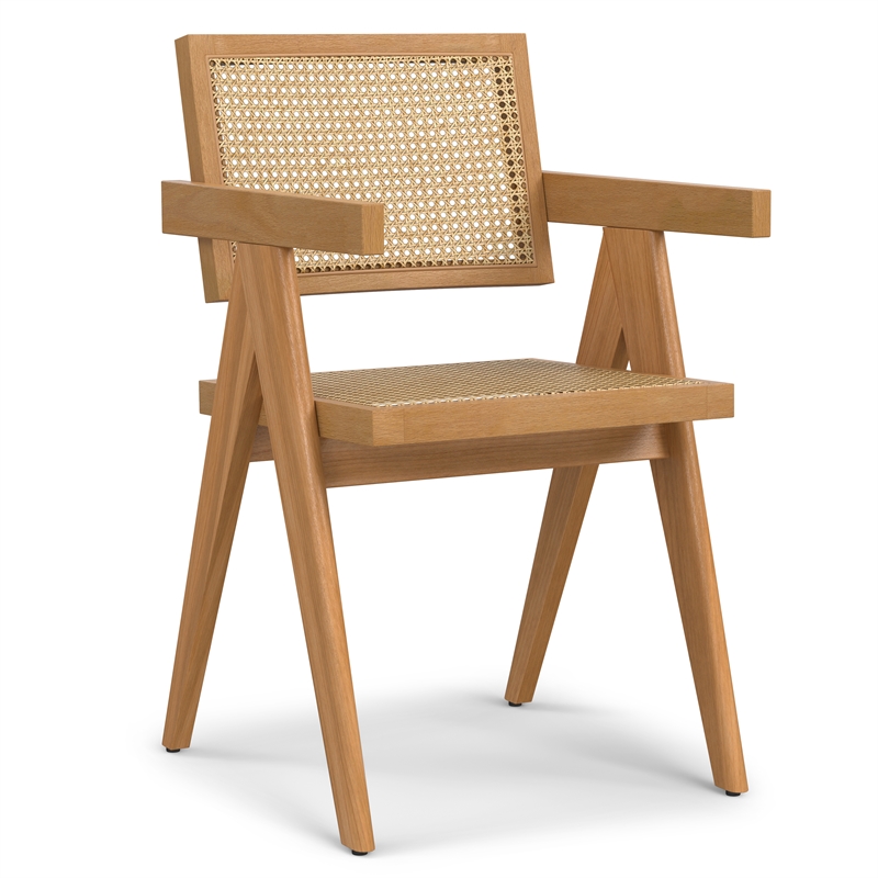 Pemberly Row Contemporary Dining Arm Chair Set of 2 in Natural