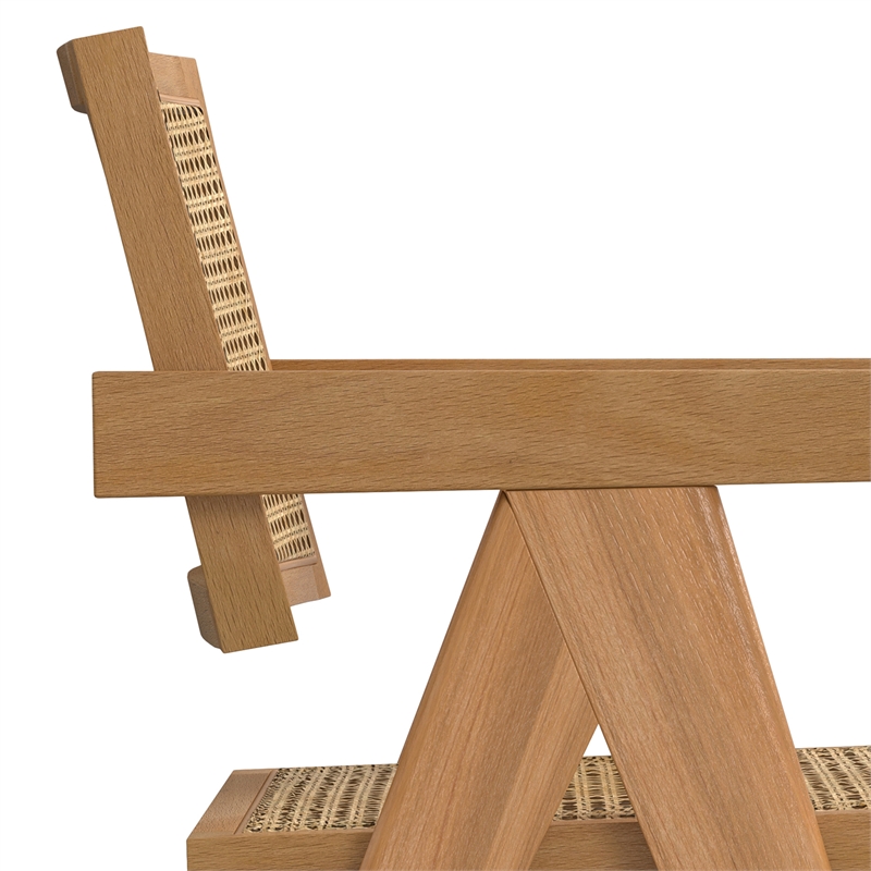 Pemberly Row Contemporary Dining Arm Chair Set of 2 in Natural