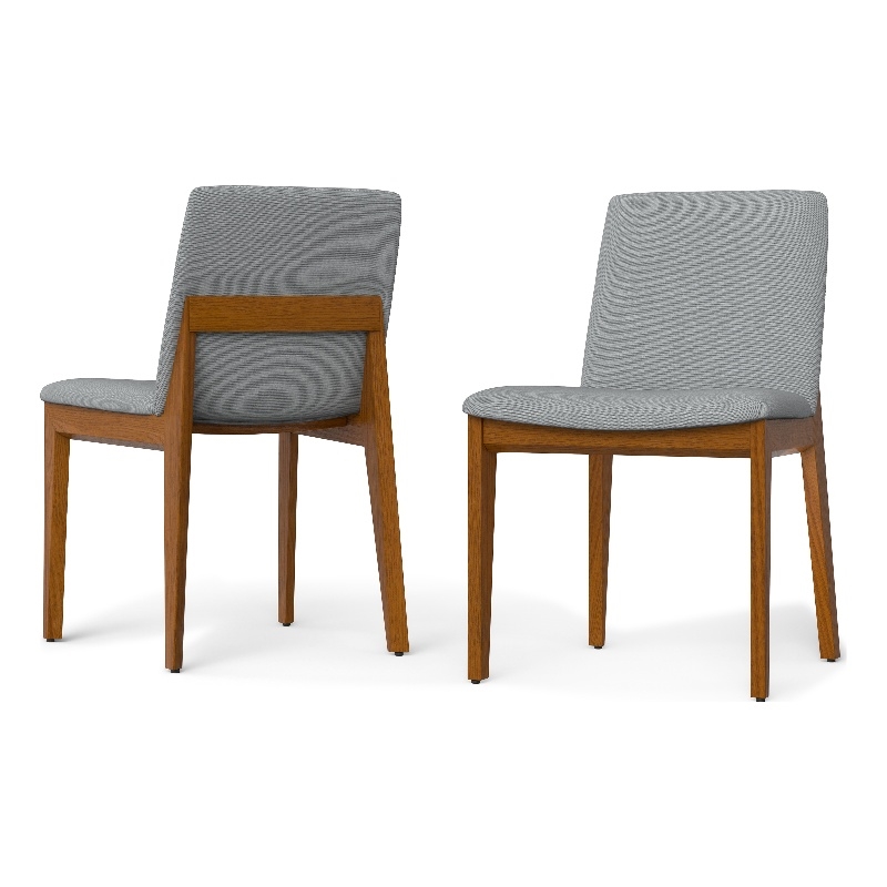 Pemberly Row Dining Chair Set of 2 in Light Gray Linen Look Fabric