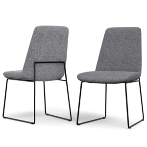 Pemberly Row Modern Dining Chair Set of 2 in Gray Linen Look Fabric