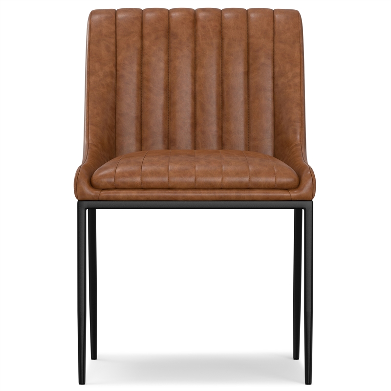 Pemberly Row Contemporary Dining Chair Set of 2 in Distressed Tan