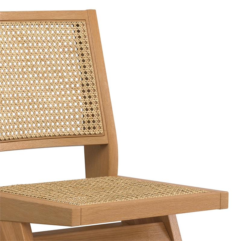 Pemberly Row Contemporary Rattan Dining Chair Set of 2 in Natural