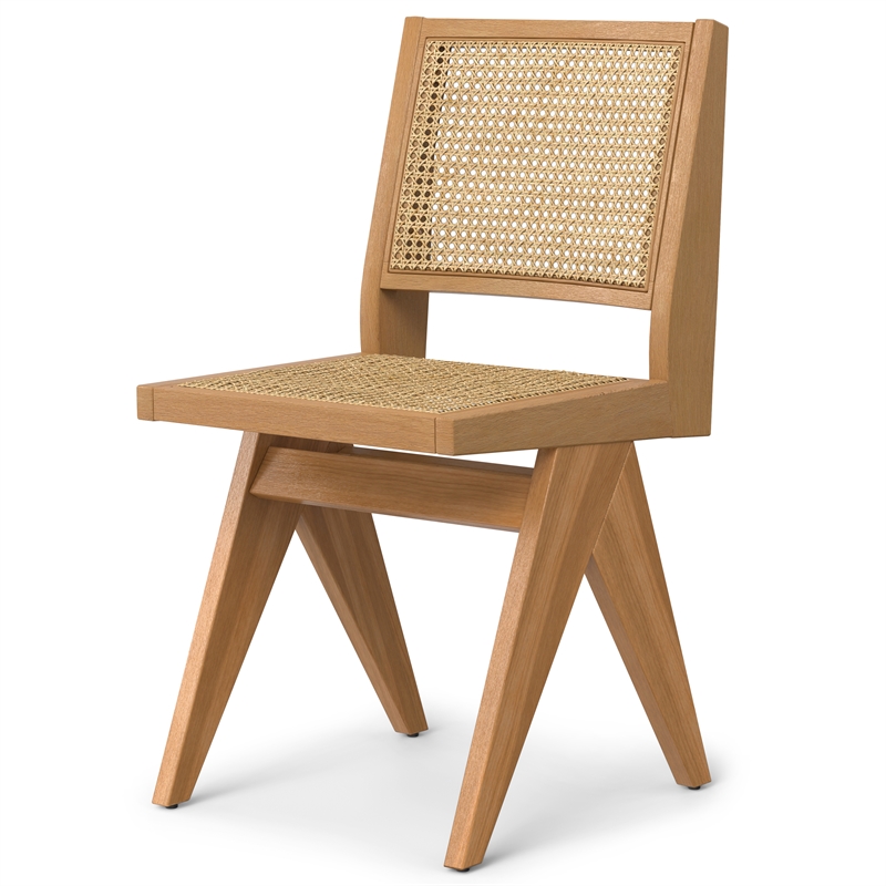 Pemberly Row Contemporary Rattan Dining Chair Set of 2 in Natural
