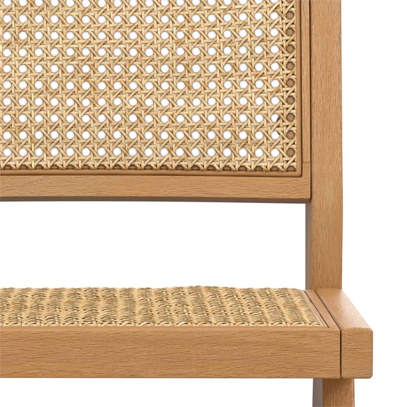 Pemberly Row Contemporary Rattan Dining Chair Set of 2 in Natural
