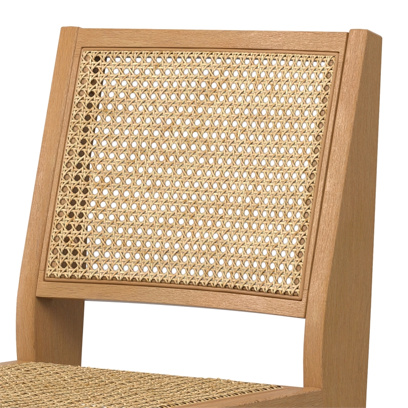 Pemberly Row Contemporary Rattan Dining Chair Set of 2 in Natural