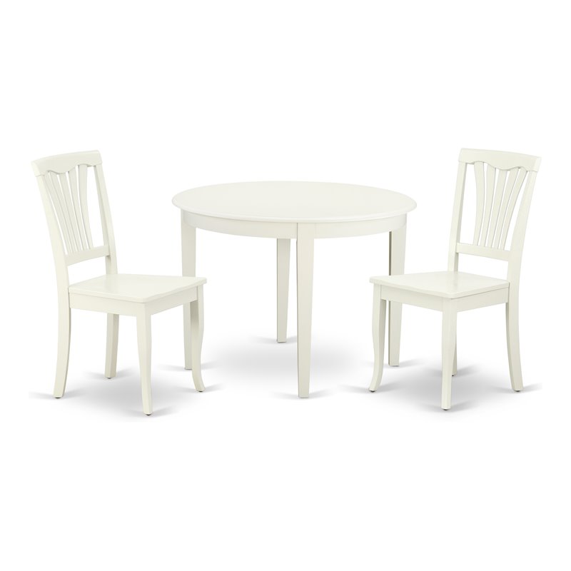 Pemberly Row 3-Piece Dining Table & Slatted Chairs in Linen White