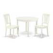 Pemberly Row 3-Piece Dining Table & Slatted Chairs in Linen White
