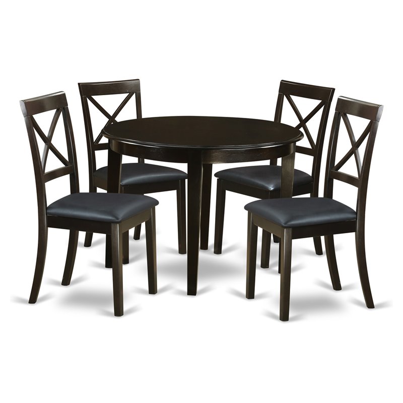 Pemberly Row 5-Piece Wood Dining Set with 4 Chairs in Cappuccino