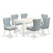 Pemberly Row 7-Piece Wood Dining Room Table Set in Linen White