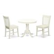 Pemberly Row 3-Piece Dining Table and Chair Set in Linen White