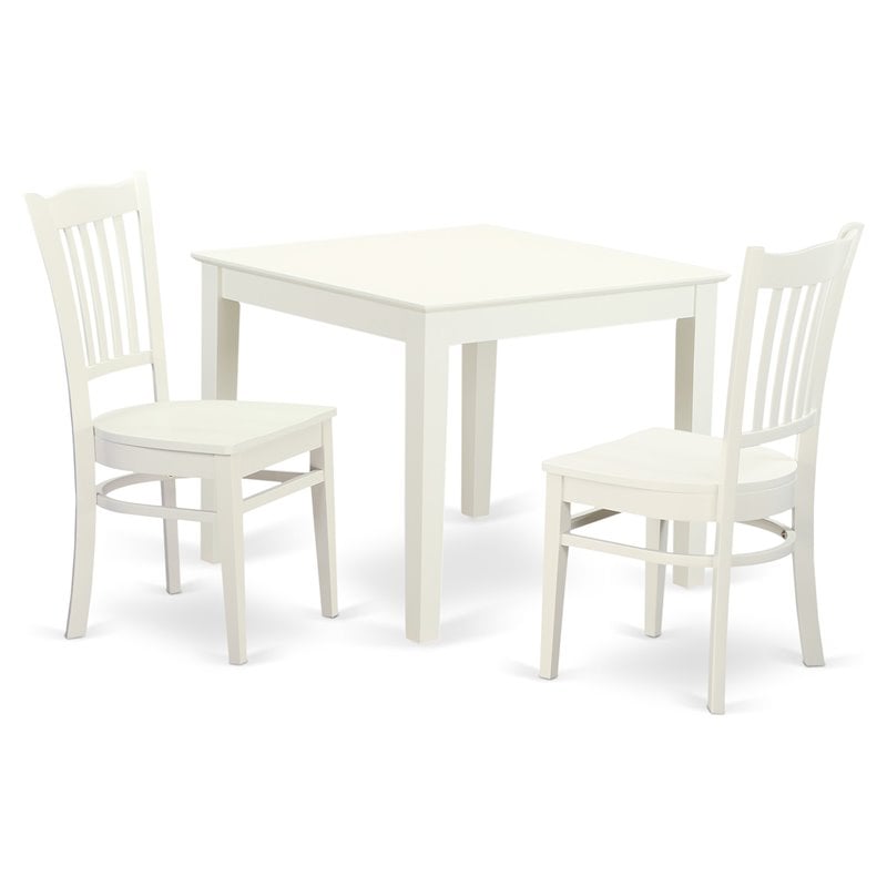 Pemberly Row 3-Piece Square Wood Dining Table Set in Linen White