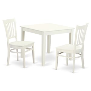 Pemberly Row 3-Piece Square Wood Dining Table Set in Linen White