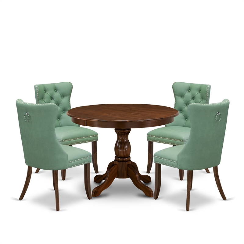 Pemberly Row 5-Piece Kitchen Table Set in Willow Green/Antique Walnut