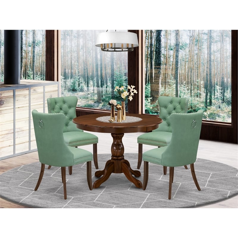 Pemberly Row 5-Piece Kitchen Table Set in Willow Green/Antique Walnut