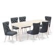 Pemberly Row 7-Piece Dining Set in Linen White/Platinum Gray