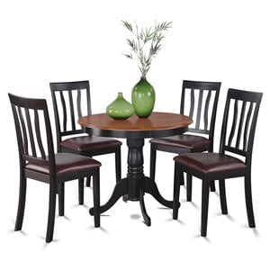 Pemberly Row 5-Piece Round Wood Kitchen Set in Black and Cherry