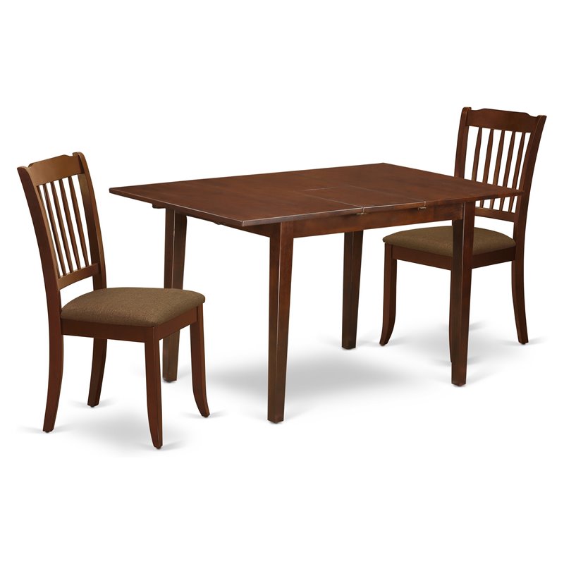 Pemberly Row 3-Piece Wood Dining Set with Fabric Seat in Mahogany