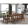 Pemberly Row 6-Piece Wood Dining Set with Linen Seat in Mahogany