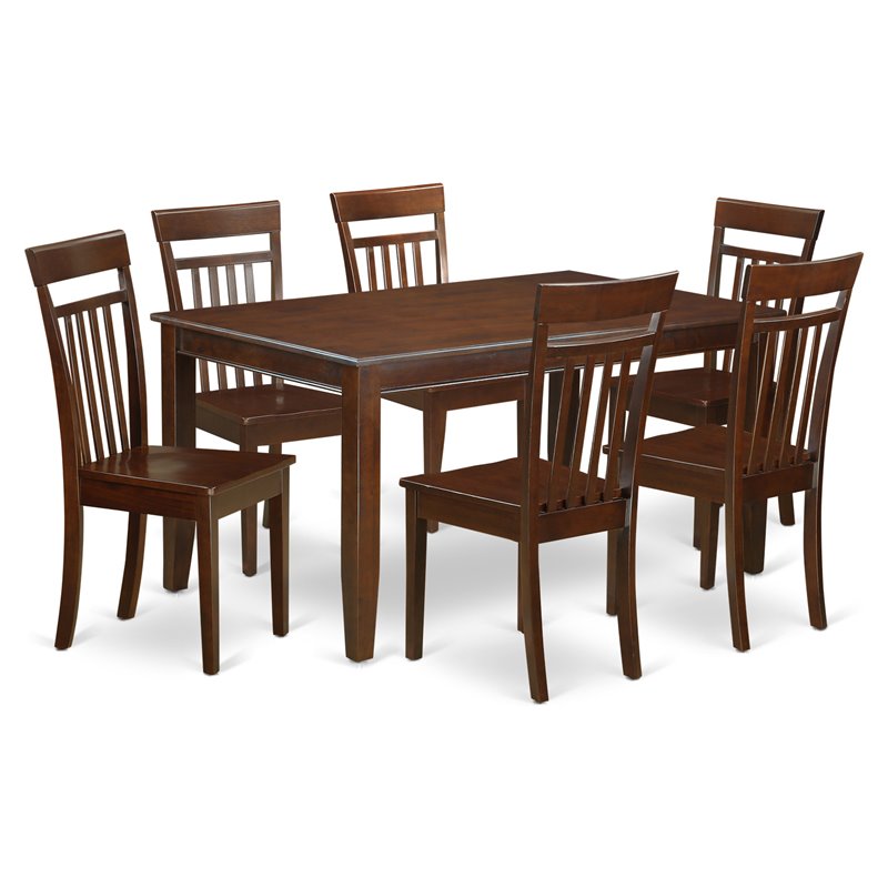 Pemberly Row 7-Piece Slatted-Back Wood Dining Table Set in Mahogany