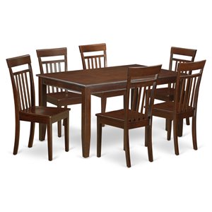 Pemberly Row 7-Piece Slatted-Back Wood Dining Table Set in Mahogany