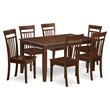 Pemberly Row 7-Piece Slatted-Back Wood Dining Table Set in Mahogany