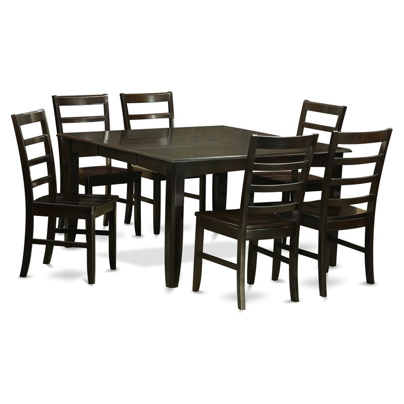 Pemberly Row 7-Piece Square Wood Dining Room Set in Cappuccino